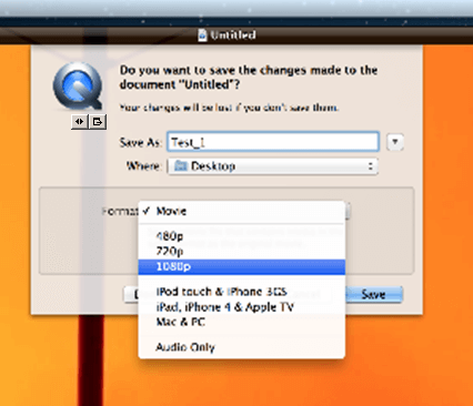 Quicktime - save