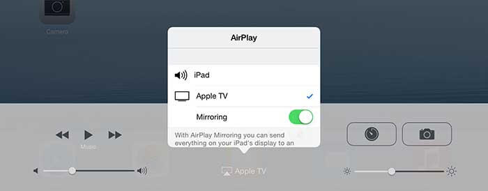 Choosing Mirroring on Apple TV