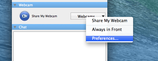 Adjusting the webcam settings through GoToMeeting Control Panel