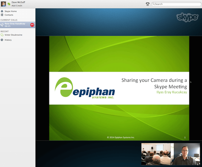 Sharing a presentation and your HDMI camera during a Skype video call