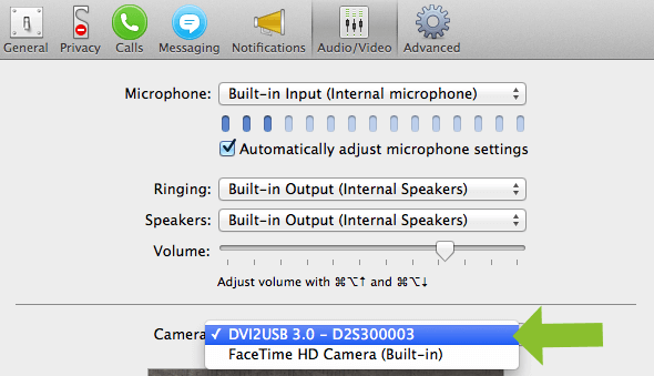 Setting up your webcam on Skype through Preferences