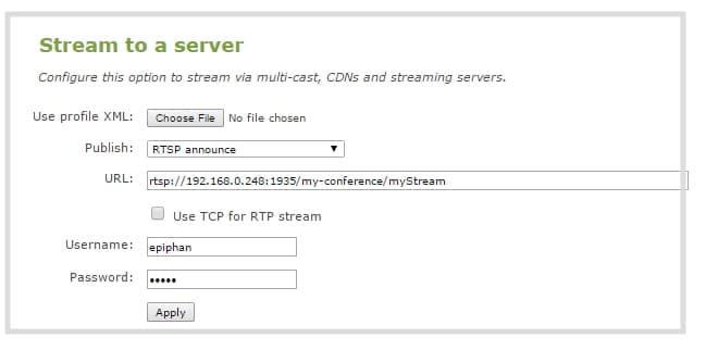 Configuring publishing from Epiphan Pearl to Wowza Streaming Engine using RTSP Announce