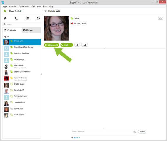 Starting a Video Call on Skype
