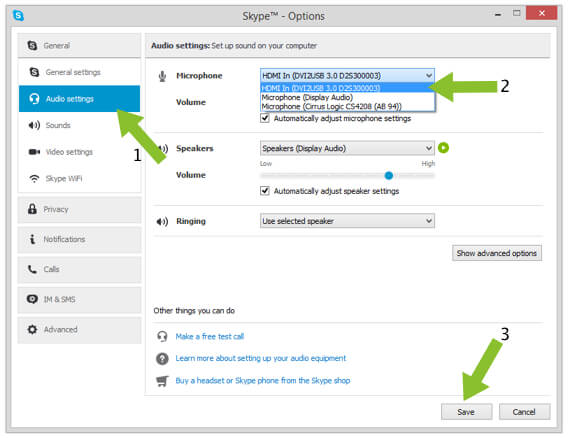 Adjusting Microphone Options on Skype