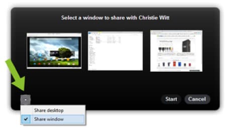 Selecting the right Window to share on Skype