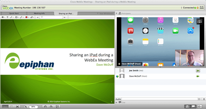 Sharing an iPad screen with a Cisco WebEx Meeting