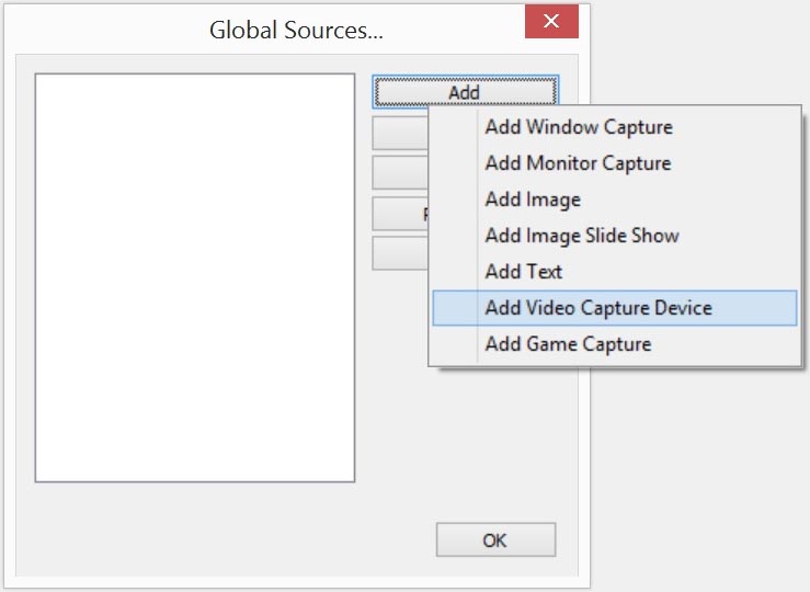 OBS Add a video capture device