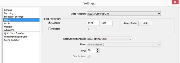 OBS Video Settings