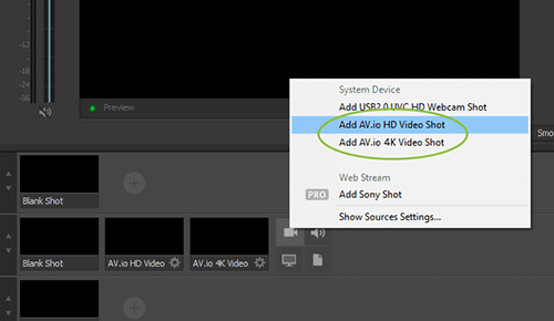 AV.io video grabbers: add sources