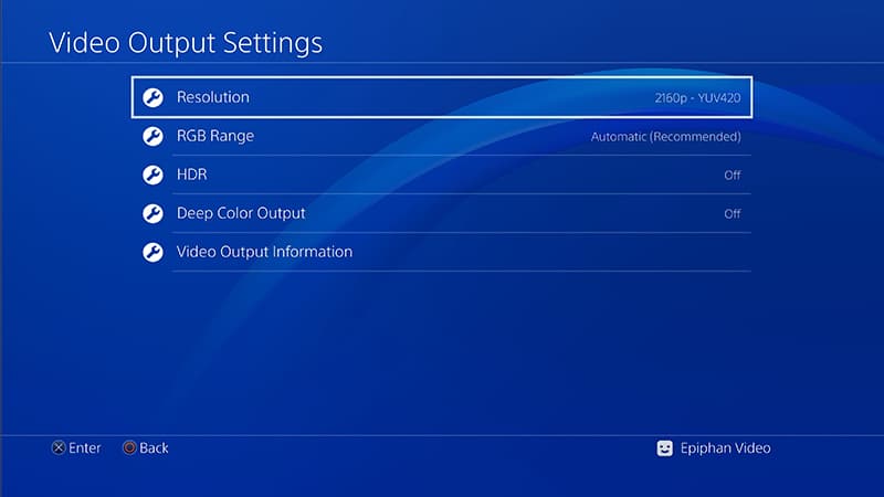 Setting your PS4 Pro video output settings