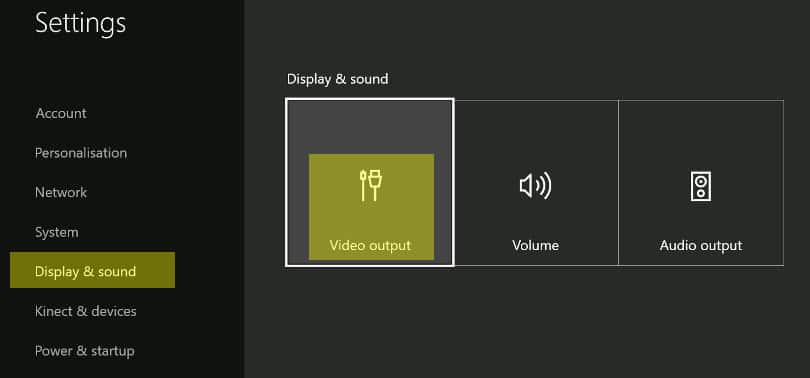 Xbox One S Display and Sound Settings