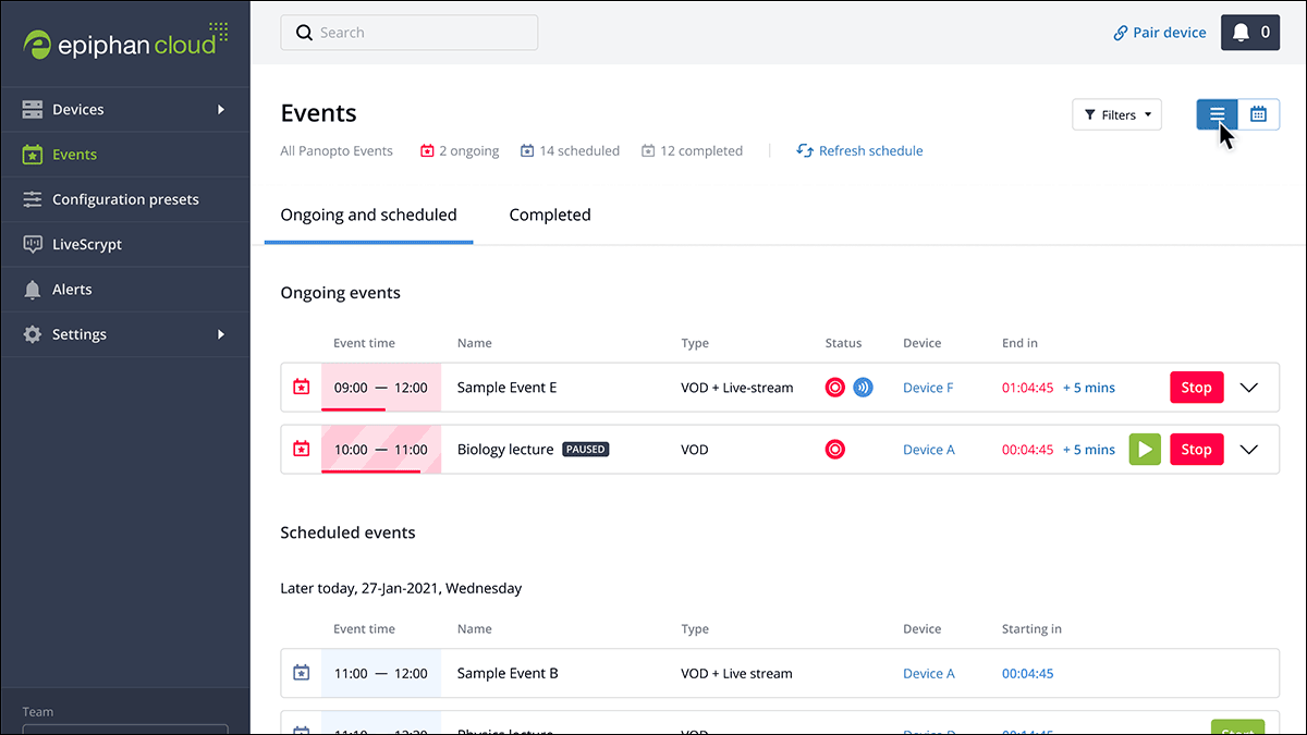 Epiphan Cloud: Monitor and control your CMS events